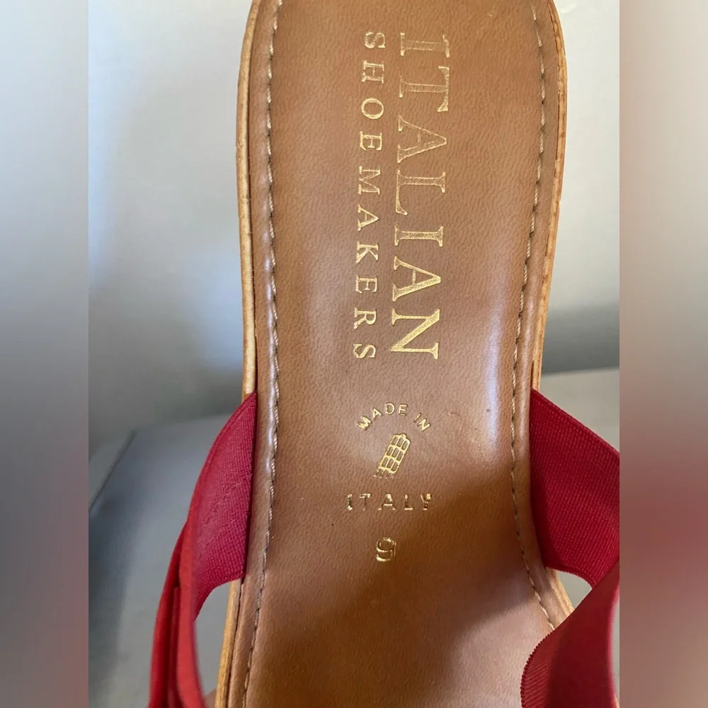 ITALIAN SHOEMAKER ...Elegant Red Wedge Sandals